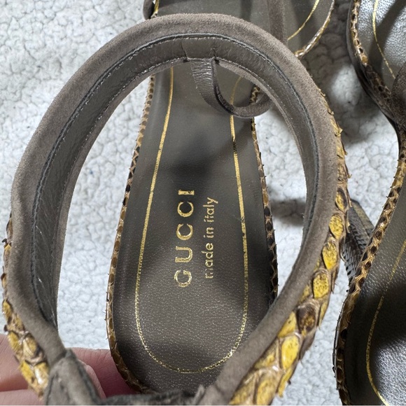 Gucci Python Snake Skin Strappy Pump Heels Womens size 36 1/2 US 7 - Picture 8 of 9